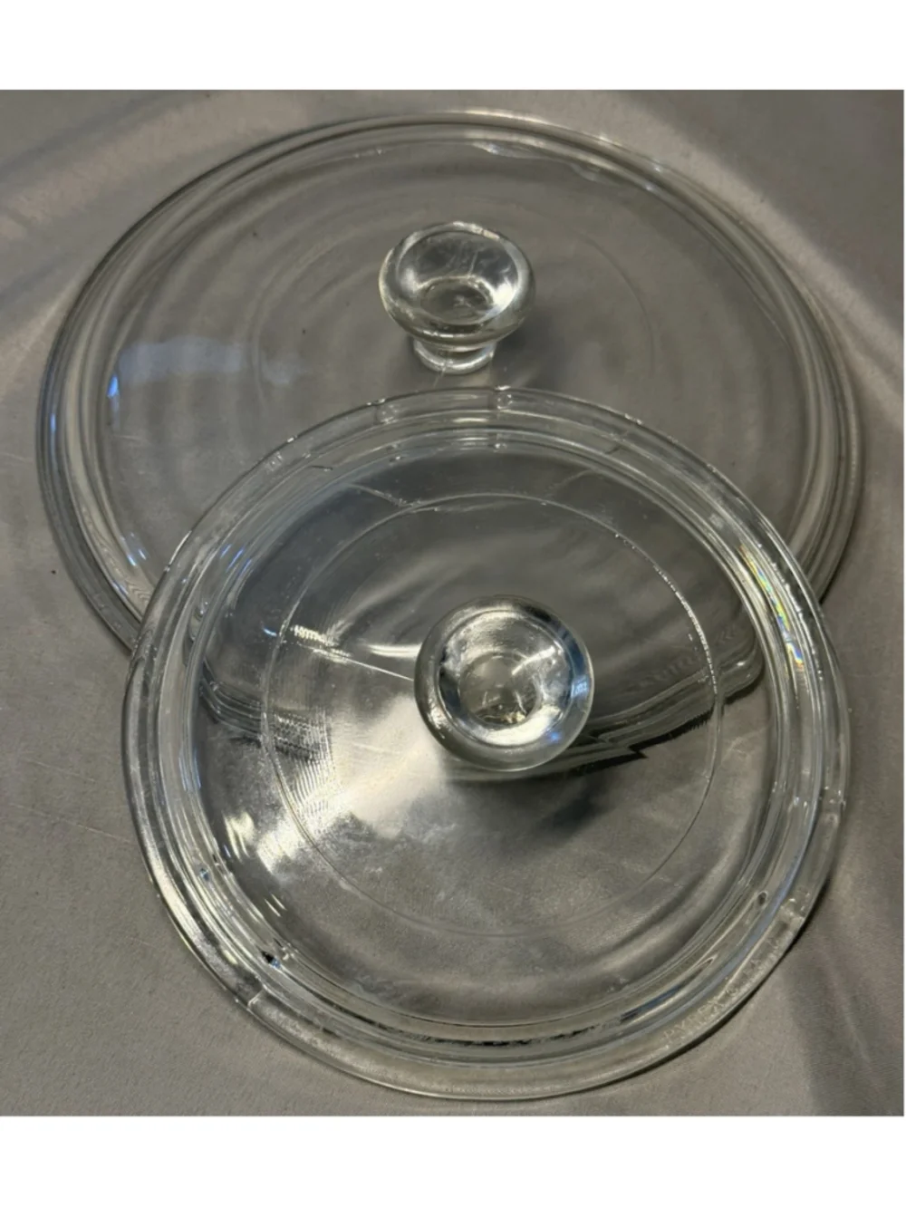Pyrex 2 Lids P81C 23C Clear Glass Lid Round Casserole Dish Replacement Corning